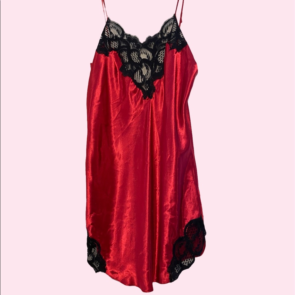 Silky red chemise from Victoria’s Secret.